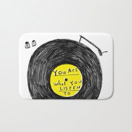 you are what you listen to, YELLOW Bath Mat | Vintage, Pop Art, Digital, Grunge, Vinyl, Turntable, Linework, Ink, Punk, Reggae 