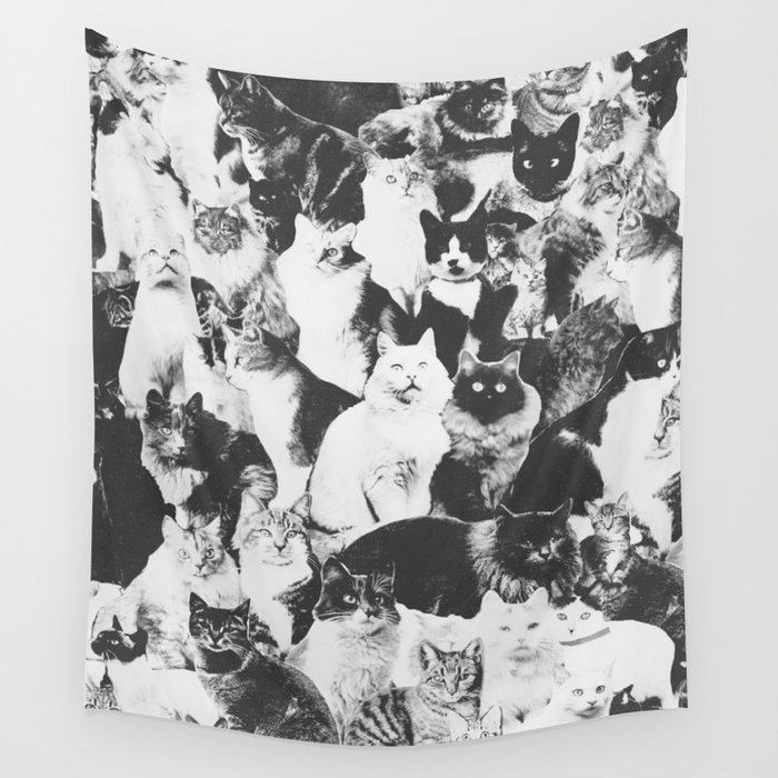 Cats Forever B&W Wall Tapestry