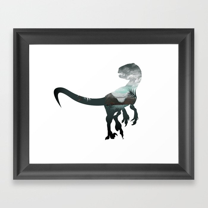 Velociraptor Minimalist Splash Framed Art Print