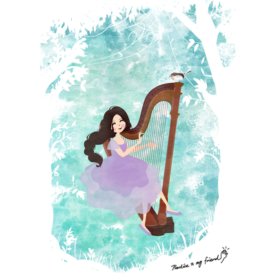 Harp girl 6: Music from the forest by Violetshan