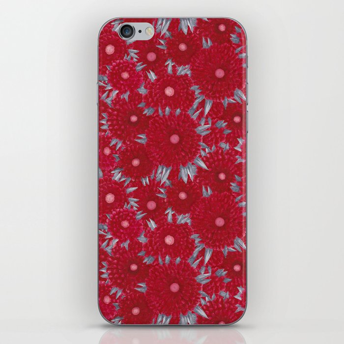 Bright Red Flowers With Gray Leaves iPhone Skin