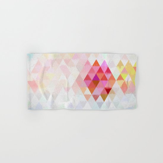 Abstract pink pastell triangle pattern- Watercolor illustration Hand & Bath Towel