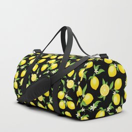 You're the Zest - Lemons on Black Duffle Bag