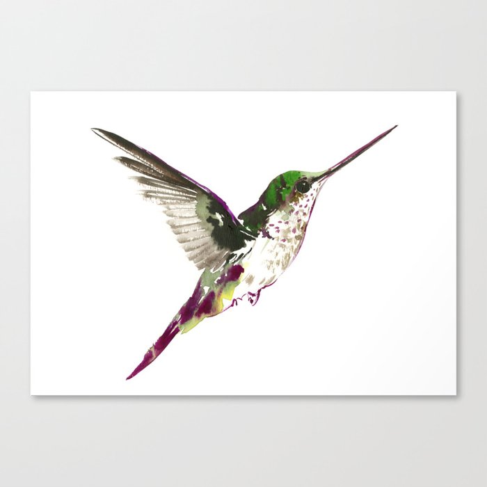 Hummingbird Green Bird Artwork Minimalist Bird Painting Canvas