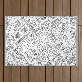 Graffiti: Black And White Outdoor Rug