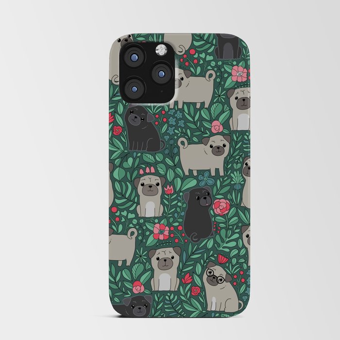 Cute pugs and flowers iPhone Card Case