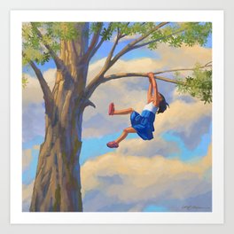 Tree Climbing Girl Art Print