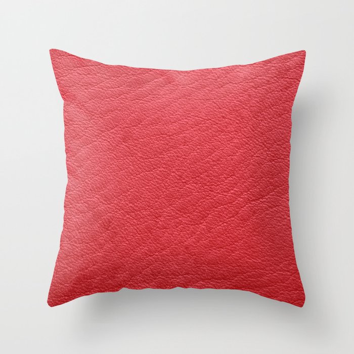 Modern Elegant Red Leather Collection  Throw Pillow
