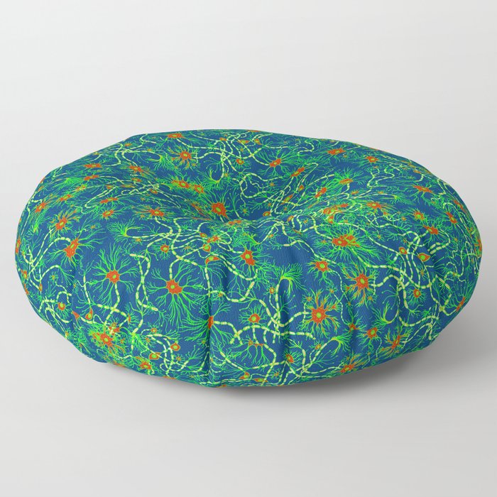Neurons (blue and green) Floor Pillow