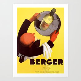 Vintage Berger 45 Wine Advert - Circa 1935 Art Print