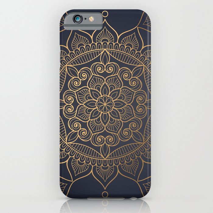 Navy & Gold Mandala Pattern iPhone Case