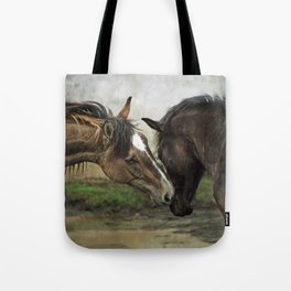 Kissing horses Tote Bag