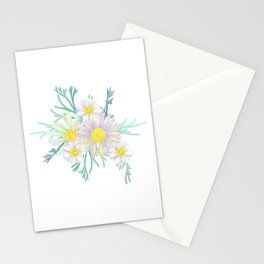 a bouquet of Chamomile. Herbal engraved style illustration. Stationery Card