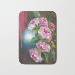 The Blue Bowl Bath Mat | Romanticart, Roses, Countrystyle, Flowers, Oil, Cottage, Stilllife, Painting 