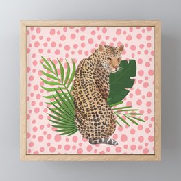 Wild Beautiful Pink Jungle Leaves Cheetah  Framed Mini Art Print