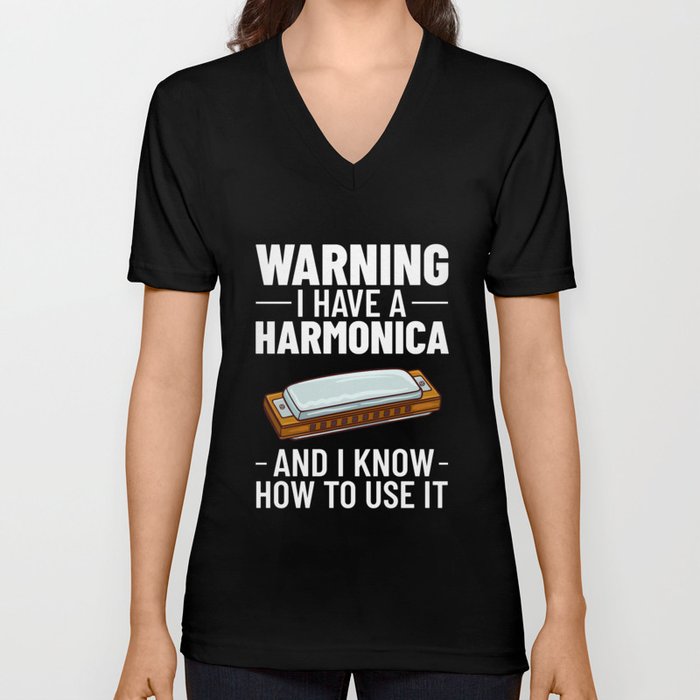 Harmonica French Harp Player Lessons Beginner V Neck T Shirt