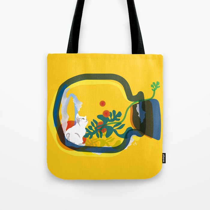 Cat dreaming of Yellow Freedom Tote Bag