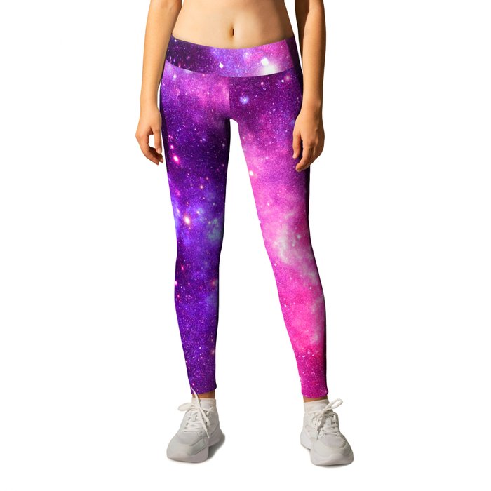 Purple Hot Pink Galaxy Nebula Leggings by 2sweet4words Designs