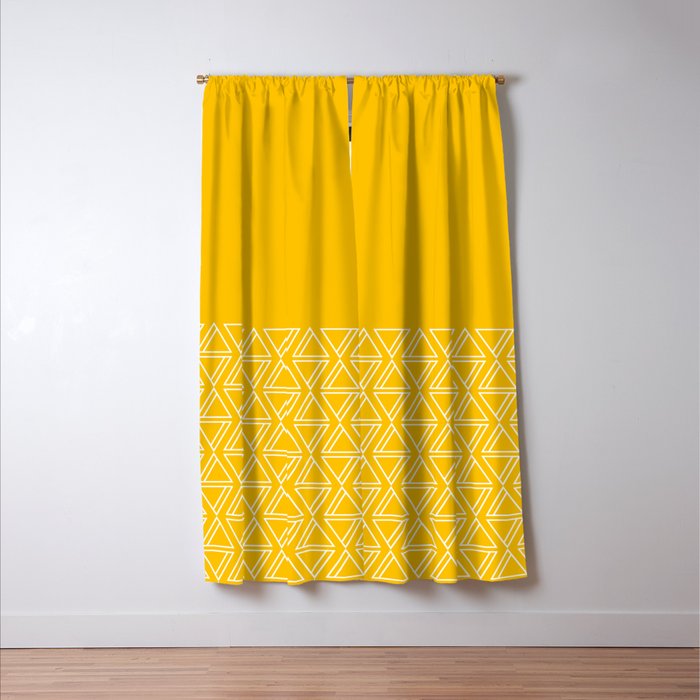 Geo Lines Yellow White Blackout Curtain By Bluebanana Society6