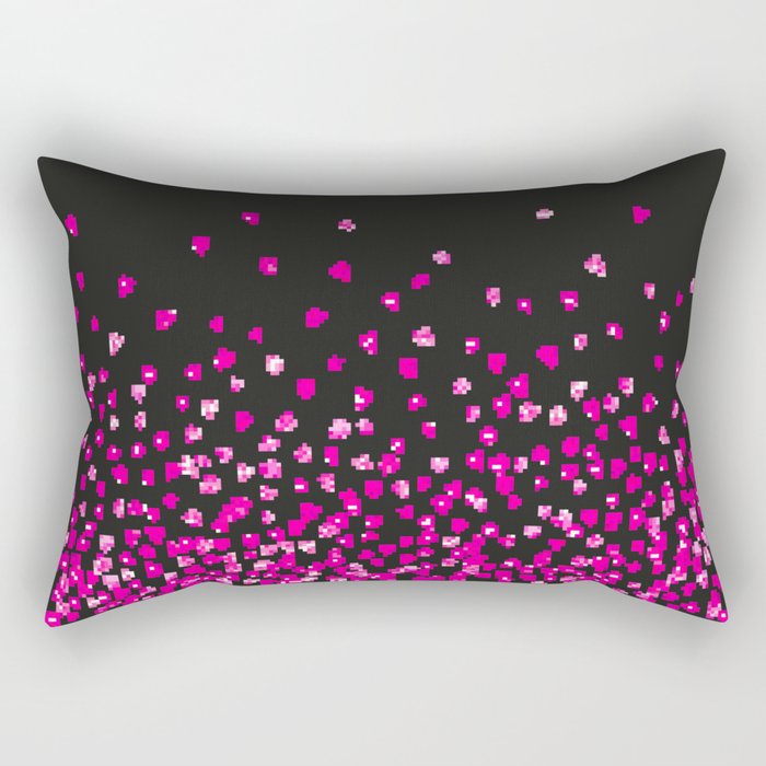 Valentines day heart with pink glitter sparkles. February 14th day. Vintage confetti, valentines day heart. Grunge hand drawn texture. Love theme Rectangular Pillow
