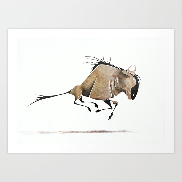 Wildebeest Art Print by saeiart.