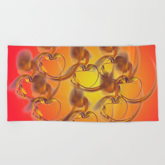 golden hearts Beach Towel