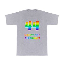 [ Thumbnail: HAPPY 44TH BIRTHDAY - Multicolored Rainbow Spectrum Gradient T Shirt T-Shirt ]