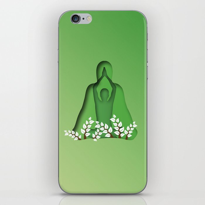 Yoga and meditation position in green iPhone Skin