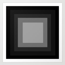 Black and Grey Geometric Squares and Rectangle Minimalist Boxes   Art Print