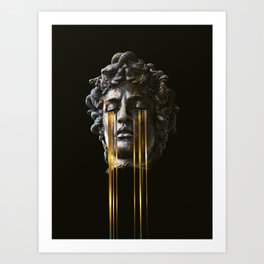 MDS Art Print | Surrealism, Black, Tears, Gold, Snakes, Surreal, Marble, Curated, Collage, Greek 