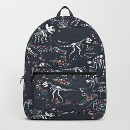 Dinosaur Fossils - ivory on charcoal - Fun graphic pattern by Cecca Designs Backpack