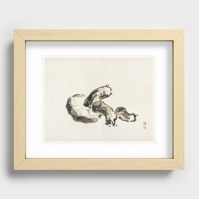 Shitake mushroom by Kōno Bairei (1844-1895). Recessed Framed Print