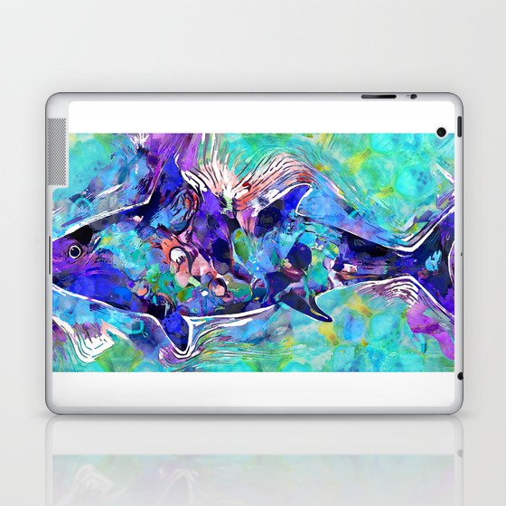 Colorful Tropical Art - Blue Fishy Fish Laptop & iPad Skin