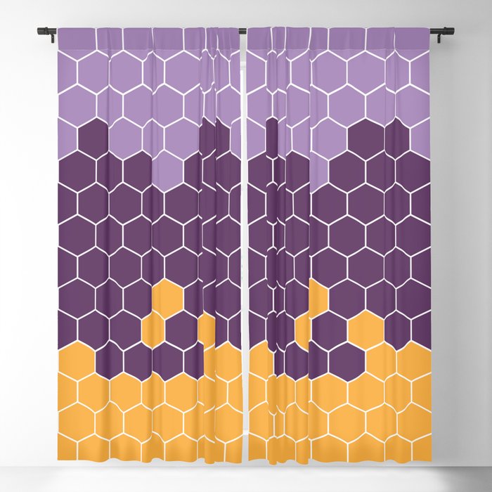 Honeycomb Purple Violet Yellow Hive Blackout Curtain