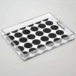 Retro Modern Midi Black Polka Dots On White Acrylic Tray