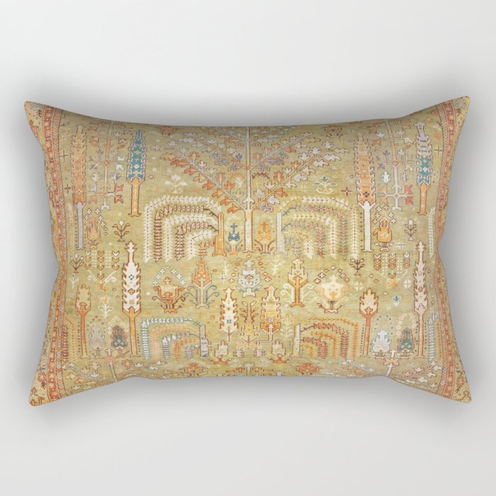 Large Antique Turkish Oushak Rug Print Rectangular Pillow