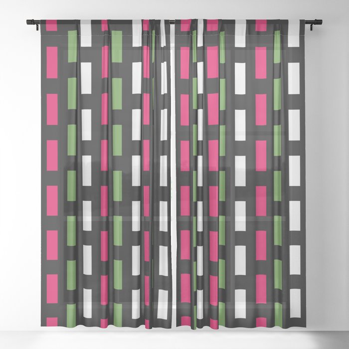 Discontinuous lines - watermelon Sheer Curtain