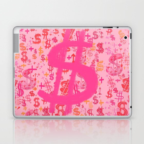 Pink Dollar Signs Laptop & iPad Skin