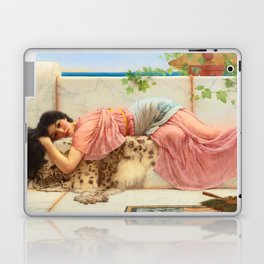 When the heart is young, jw godward "Girl with a beautiful transparent Summer pink Dress" John Willi Laptop Skin