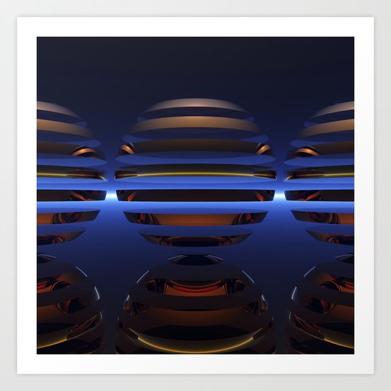 Split Spheres (Night) Art Print
