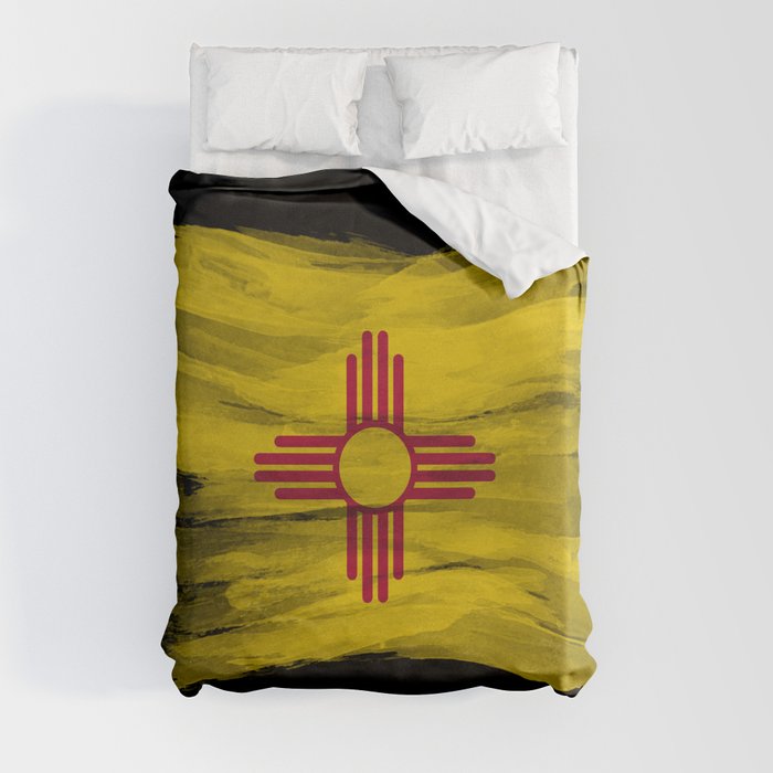 New Mexico state flag brush stroke, New Mexico flag background Duvet Cover
