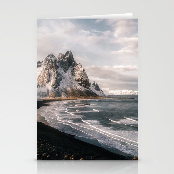Stokksnes Icelandic Mountain Beach Sunset - Landscape Photography Stationery Cards