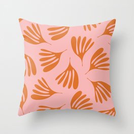 Blush Pink and Orange Wispy Leaves Contemporary Abstract Pattern Throw Pillow