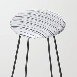 Uneven Navy Stripes on Solid White Background Counter Stool