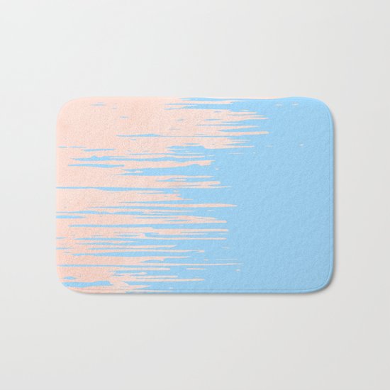 Carefree - Sweet Peach Coral Pink on Blue Raspberry Bath Mat
