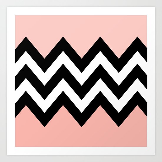 DOUBLE COLORBLOCK CHEVRON {PEACH/PEACH} Art Print
