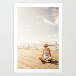 Glamorous summer woman Art Print | Harbour, Girl, Restful, Australia, Photo, Female, Seaside, People, Woman, Landscape 