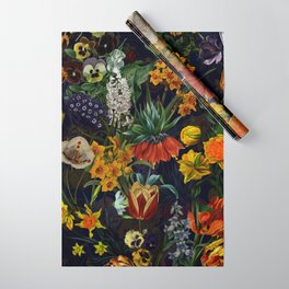 Vintage & Shabby Chic - Botanical Midnight Spring Garden Wrapping Paper