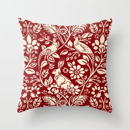Society6 Crimson and Black Damask by Color Obsession on Throw Pillow