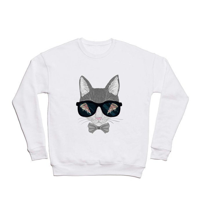 Cat in Pizza Shades Crewneck Sweatshirt